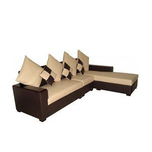 Sofa Set L Shaped 6 Leather Seat Solid Foam Furniture