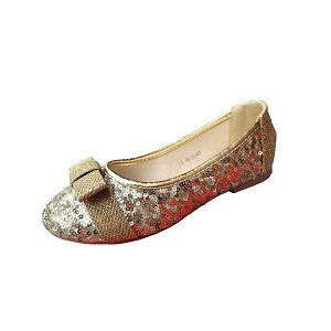 Ladies Party Gold Flat Shoes