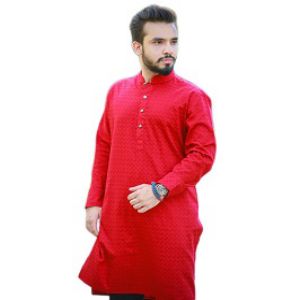 Red Cotton Casual Panjabi 