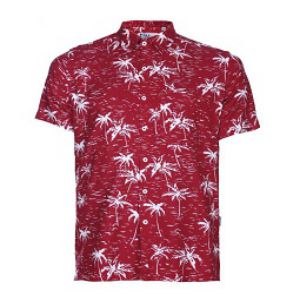 RED VISCOSE CASUAL SHORT SLEEVE SHIRT