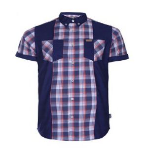 BLUE COTTON CASUAL SHORT SLEEVE SHIRT