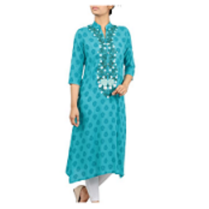 Embroidered Ethnic Frock BUD GREEN