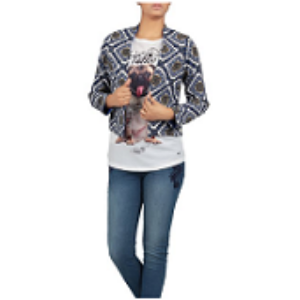 Double site use Womens Bolero Top BLUE PRINTED