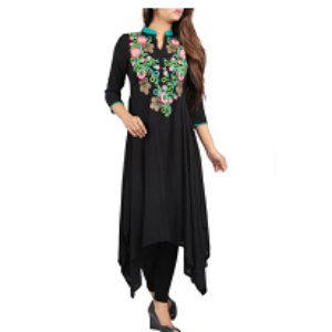 Embroidered Ethnic Top Z BLACK