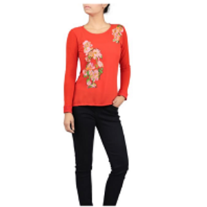 Womens KNIT FASHION TOP LT RED