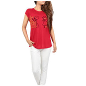 Womens Knit Tee Shirt RED