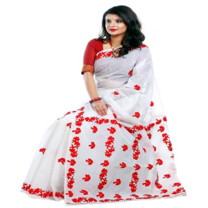 Cotton Saree Price BD | Red White Cotton Saree