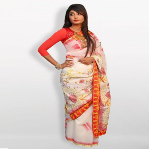 Silk Saree Price BD | Red and White Silk Saree