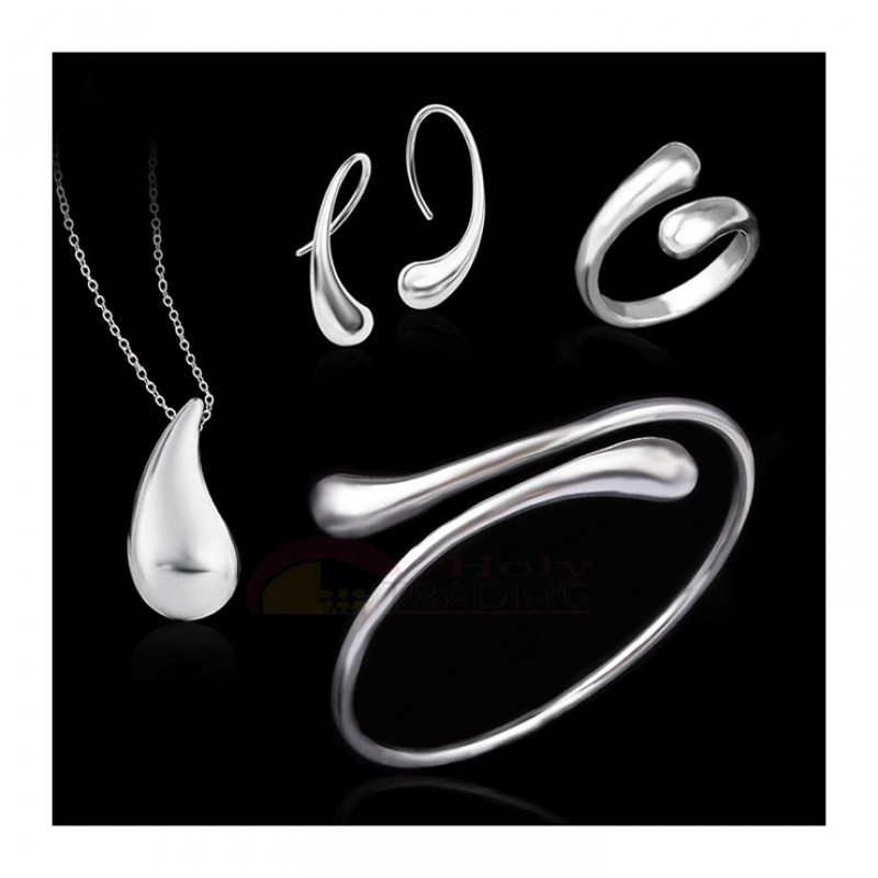 Silver Teardrop Bangle Jewelry Sets,(2235199)